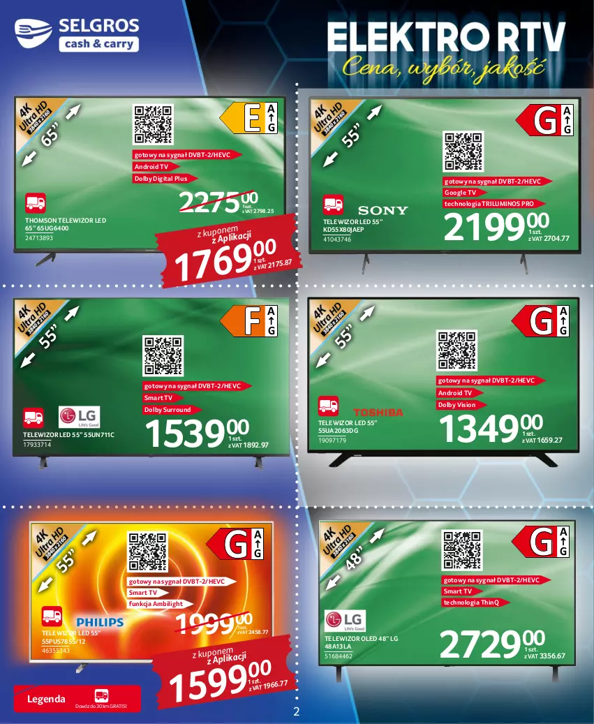 Gazetka promocyjna Selgros - Katalog Elektro - ważna 03.11 do 16.11.2022 - strona 2 - produkty: Android TV, Gra, LG, Smart tv, Telewizor, Thomson
