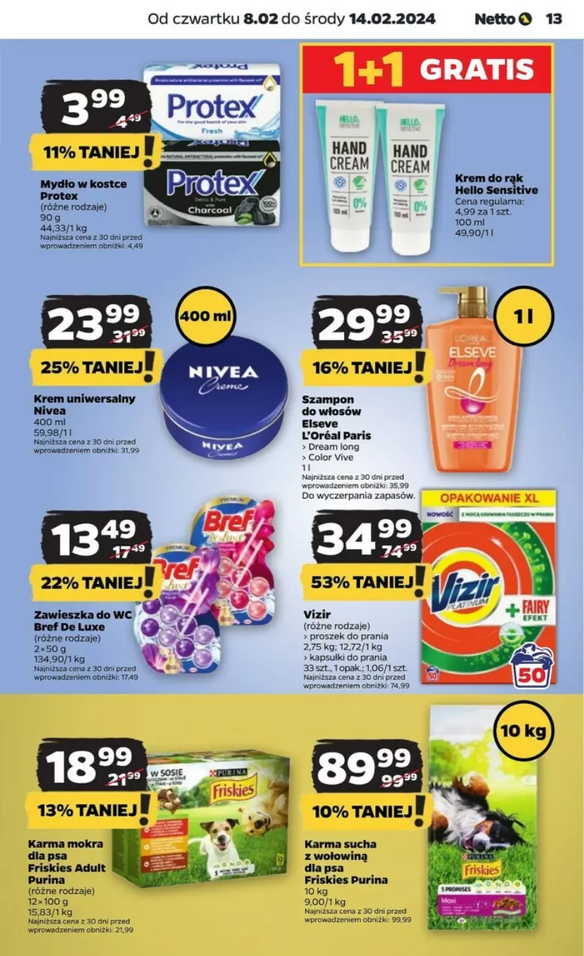 Gazetka promocyjna Netto - ważna 08.02 do 14.02.2024 - strona 5 - produkty: Friskies, Kapsułki do prania, Krem uniwersalny, Mokra karma, Nivea, Proszek do prania, Pur, Purina, Vizir