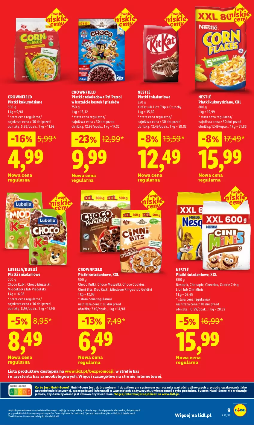 Gazetka promocyjna Lidl - Rewolucja cenowa! - ważna 23.05 do 01.07.2026 - strona 9 - produkty: Bell, Bella, Cheerios, Cini Minis, Danio, Kubuś, Lion, Lubella, Mus, Nesquik, Nestlé, Psi Patrol, Stek