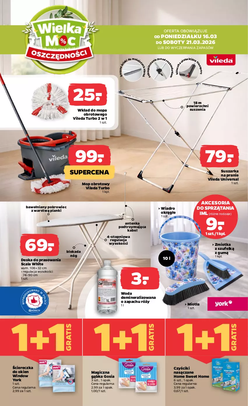 Gazetka promocyjna Netto - Od Poniedziałku - ważna 16.03 do 21.03.2026 - strona 2 - produkty: Deska do prasowania, Gra, Mop, Piec, Pokrowiec, Sok, Suszarka, Suszarka na pranie, Top, Vileda, Wkład do mopa, Woda