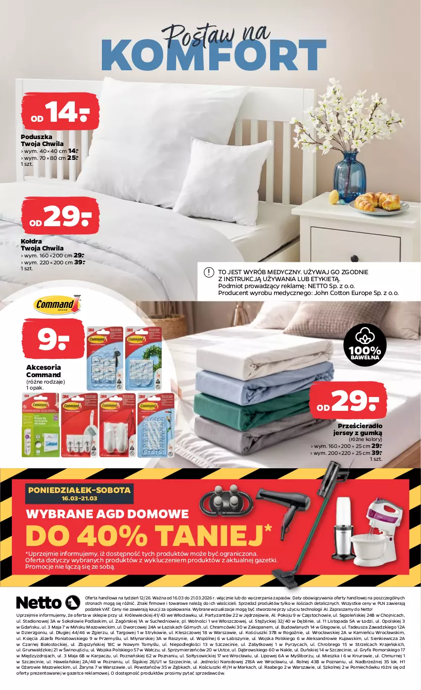 Gazetka promocyjna Netto - Od Poniedziałku - ważna 16.03 do 21.03.2026 - strona 3 - produkty: Fa, Gra, Gry, Karp, Kołdra, Kujawski, Podlaski, Poduszka, Prześcieradło, Sok, Stock, Top, Wełna, Wino