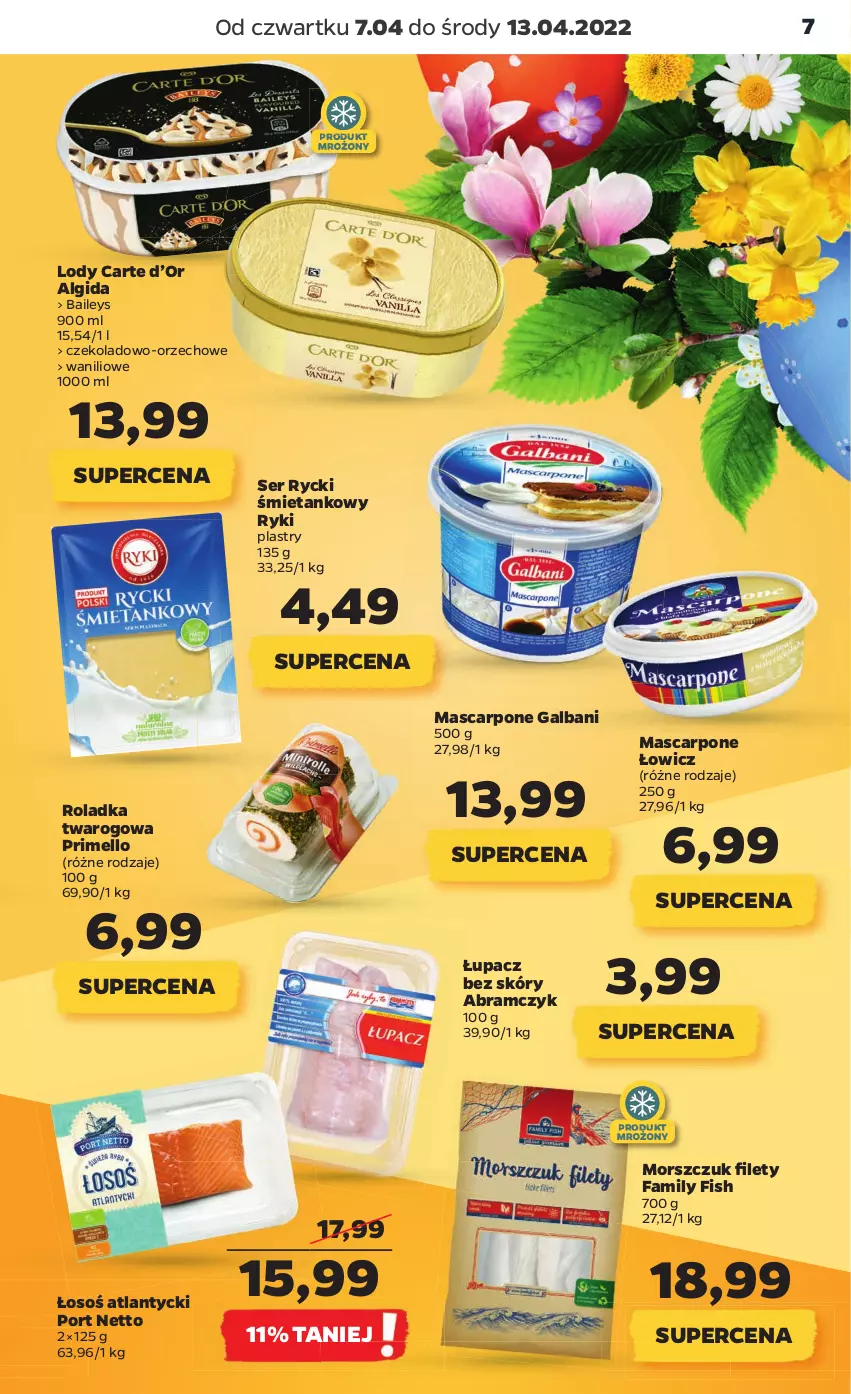 Gazetka promocyjna Netto - Gazetka spożywcza 7.04-13.04 - ważna 07.04 do 13.04.2022 - strona 7 - produkty: Algida, Fa, Galbani, LG, Lody, Mascarpone, Por, Ser