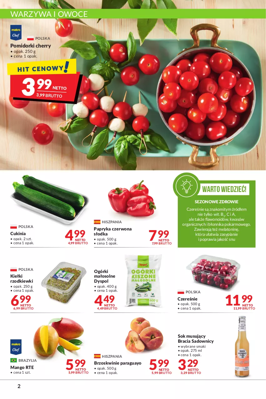 Gazetka promocyjna Makro - [Oferta promocyjna] Artykuły spożywcze i przemysłowe - ważna 14.06 do 27.06.2022 - strona 2 - produkty: Brzoskwinie, Kiełki, Mango, Mus, Owoce, Papryka, Papryka czerwona, Pomidorki, Sok, Warzywa, Warzywa i owoce, Zdrowie