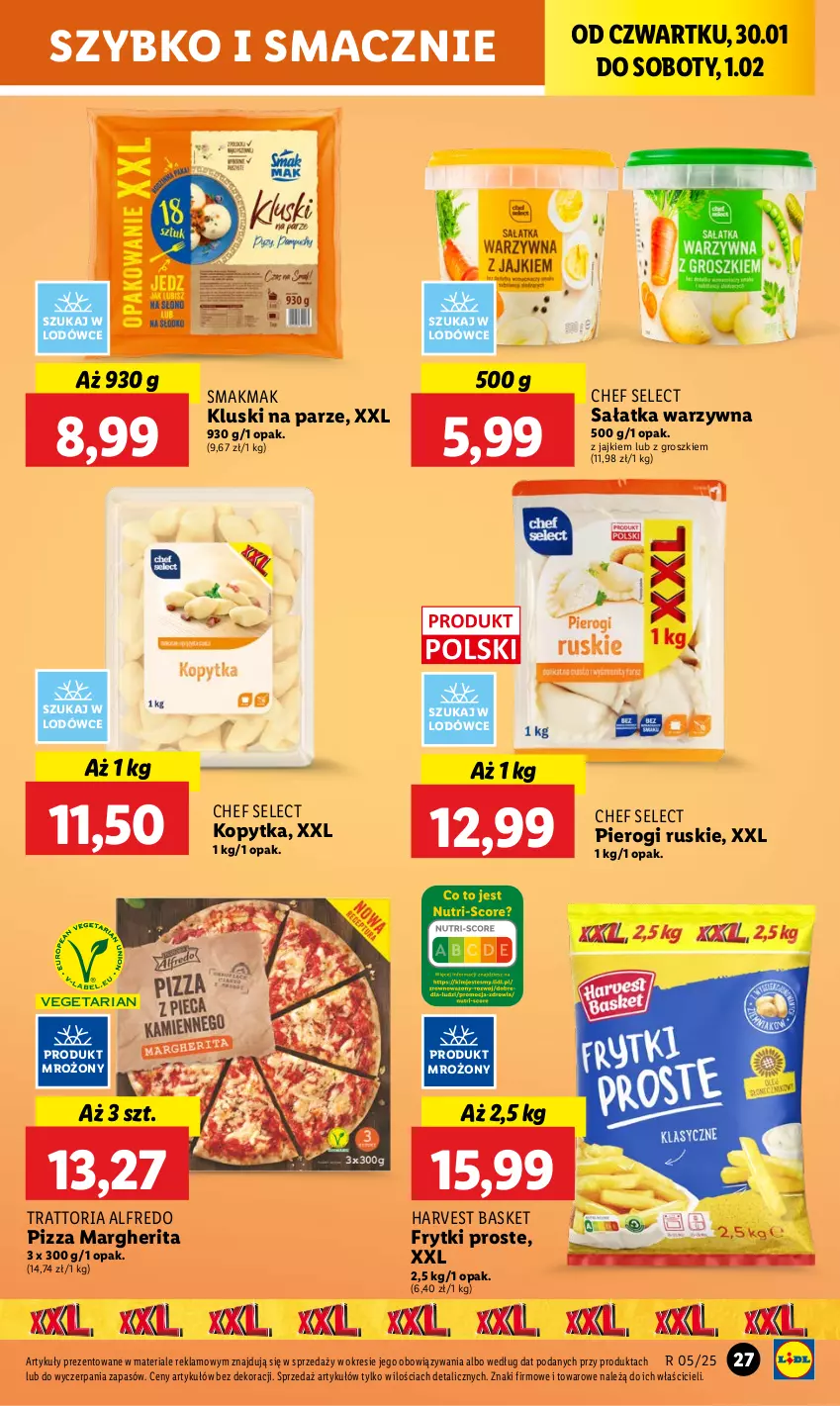 Gazetka promocyjna Lidl - GAZETKA - ważna 30.01 do 01.02.2025 - strona 31 - produkty: Frytki, Kluski na parze, Kopytka, Pierogi, Pizza, Pizza margherita, Sałat, Sałatka, Sałatka warzywna