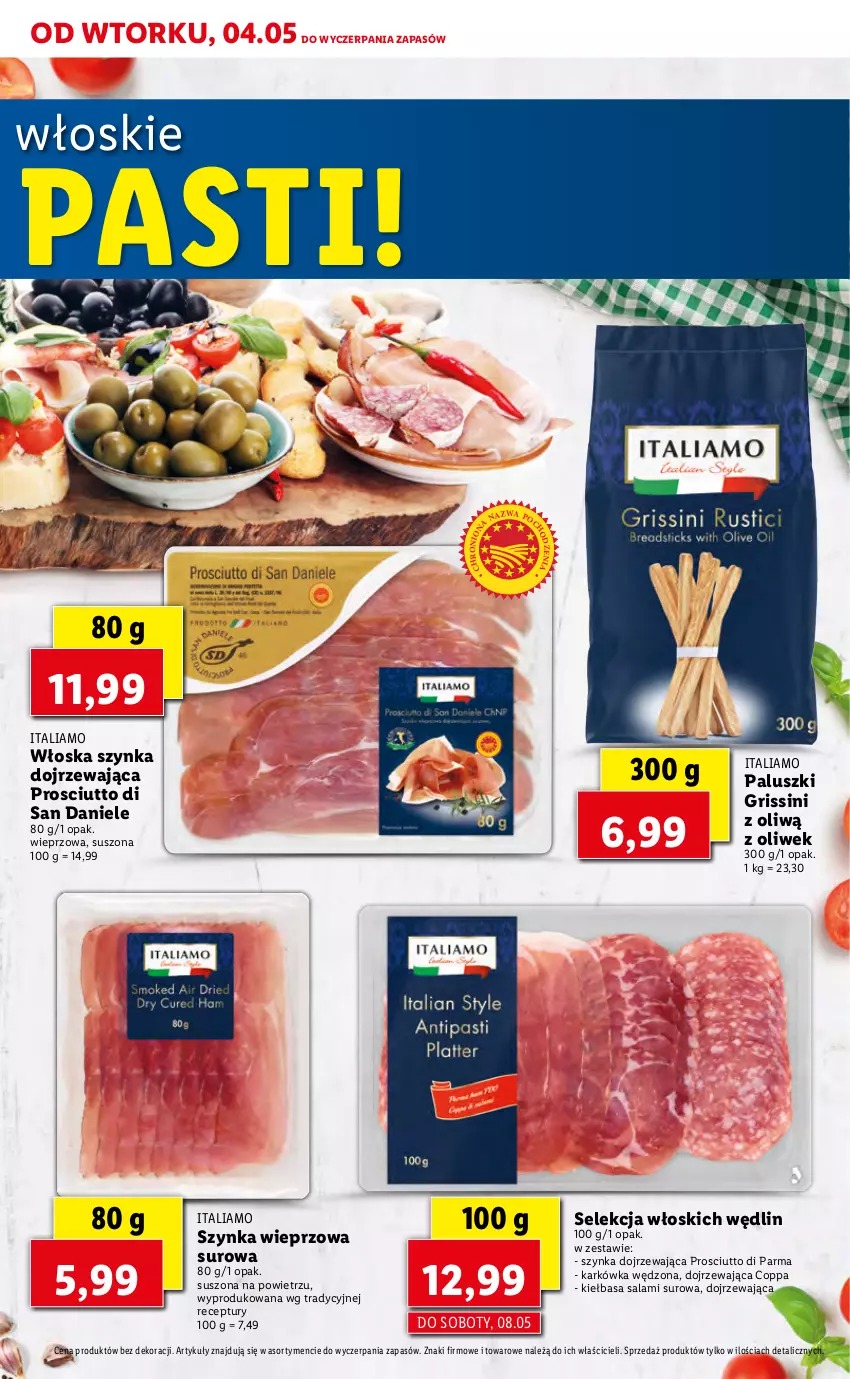 Gazetka promocyjna Lidl - TYDZIEŃ WŁOSKI - ważna 04.05 do 05.05.2021 - strona 27 - produkty: Grissini, Kiełbasa, Prosciutto, Salami, Szynka, Szynka wieprzowa