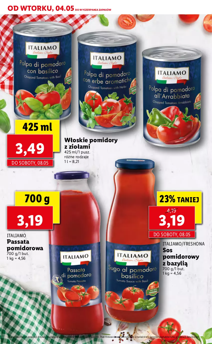 Gazetka promocyjna Lidl - TYDZIEŃ WŁOSKI - ważna 04.05 do 05.05.2021 - strona 34 - produkty: Bazyl, Pomidory, Sos, Sos pomidorowy