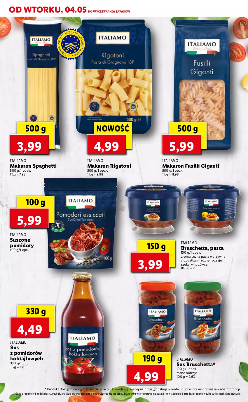 Gazetka promocyjna Lidl - TYDZIEŃ WŁOSKI - ważna 04.05 do 05.05.2021 - strona 35 - produkty: Makaron, Pasta warzywna, Pomidory, Sos, Spaghetti, Suszone pomidory
