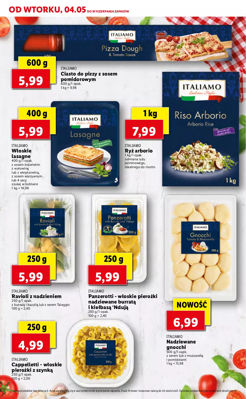 Gazetka promocyjna Lidl - TYDZIEŃ WŁOSKI - ważna 04.05 do 05.05.2021 - strona 9 - produkty: Bazyl, Gnocchi, Lasagne, Pellet, Ryż, Ser, Sos