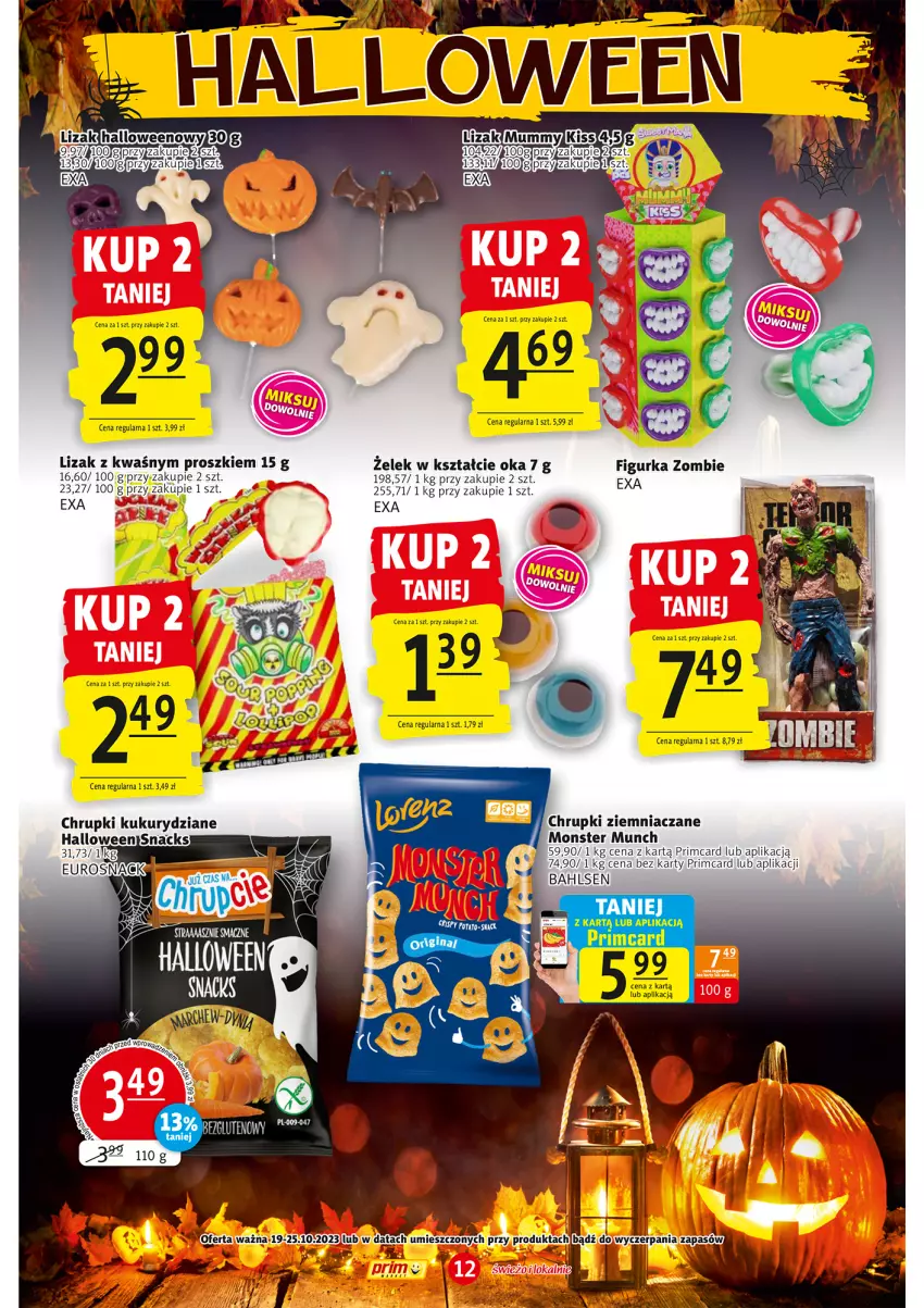 Gazetka promocyjna Prim Market - ważna 19.10 do 25.10.2023 - strona 12 - produkty: Chrupki, Lizaki, Monster Munch