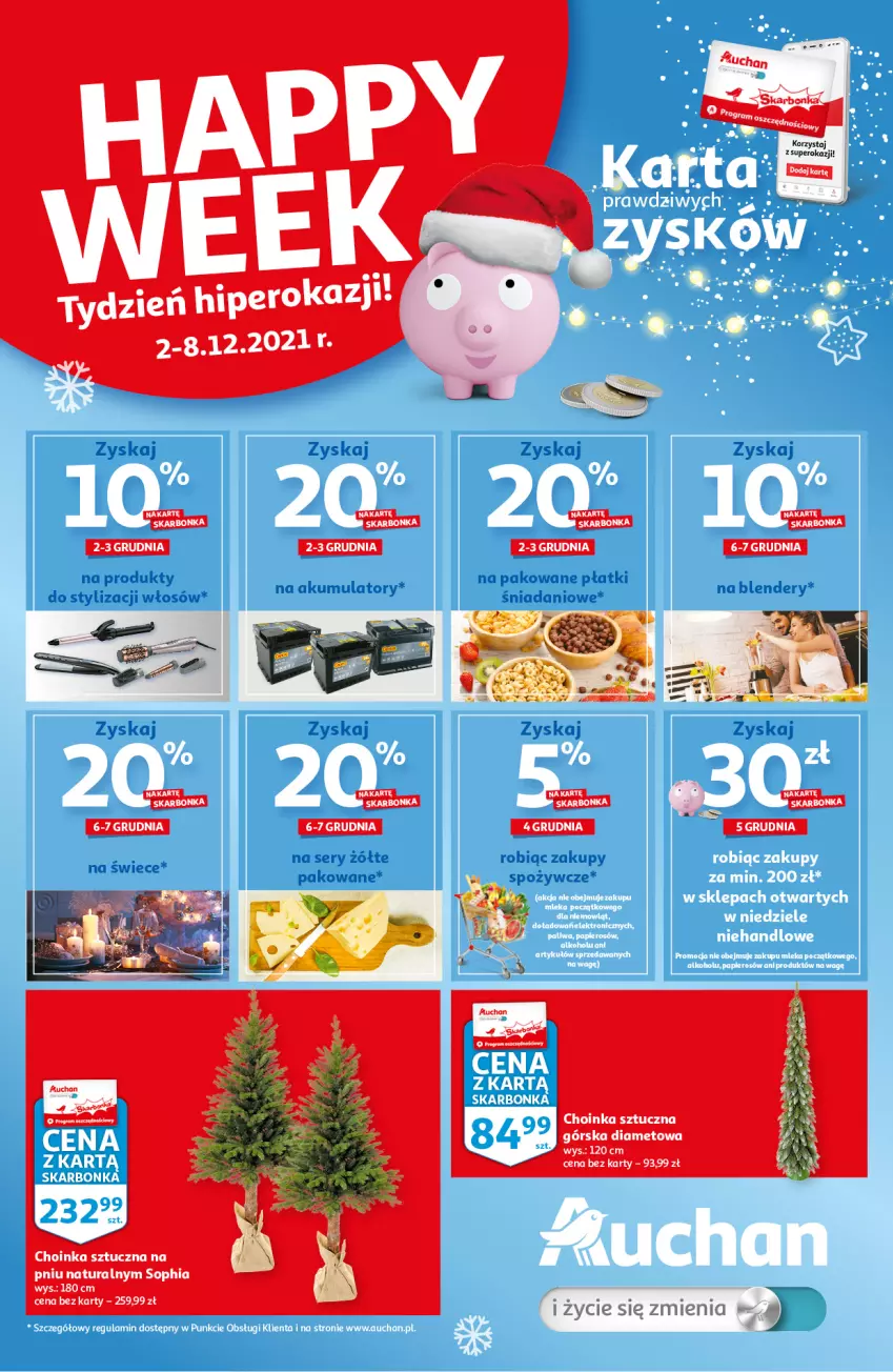 Gazetka promocyjna Auchan - Skarbonka #48 - ważna 02.12 do 08.12.2021 - strona 1 - produkty: Akumulator, Blender, Choinka, Danio, Inka, Ser