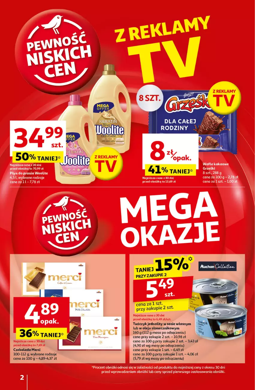 Gazetka promocyjna Auchan - Pewność Niskich Cen Supermarket - ważna 12.09 do 18.09.2024 - strona 2 - produkty: Czekolada, Merci, Olej, Sos, Tuńczyk