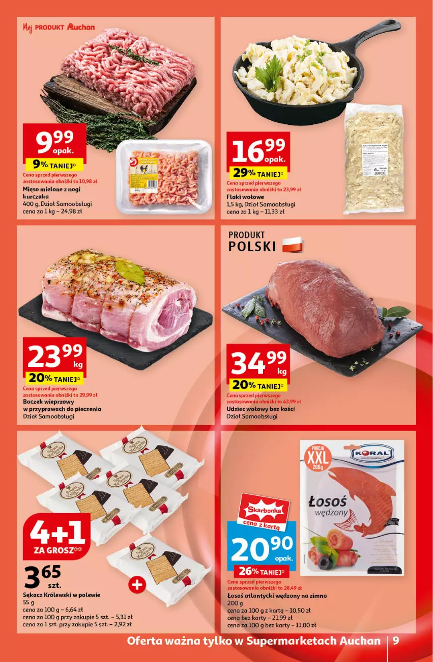 Gazetka promocyjna Auchan - Pewność Niskich Cen Supermarket - ważna 12.09 do 18.09.2024 - strona 9 - produkty: Boczek, Boczek wieprzowy, Flaki, Flaki wołowe, Królewski, Kurczak, Mięso, Mięso mielone, Piec, Sękacz, Udziec wołowy