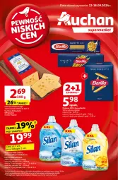 Gazetka promocyjna Auchan - Pewność Niskich Cen Supermarket - Gazetka - ważna od 18.09 do 18.09.2024 - strona 1 - produkty: Makaron, Ser, Rum, Silan, Płyn do płukania, Edam, Barilla