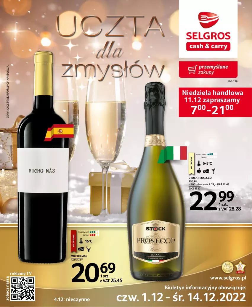 Gazetka promocyjna Selgros - Katalog Wina - ważna 01.12 do 14.12.2022 - strona 1 - produkty: LG, Prosecco, Stock