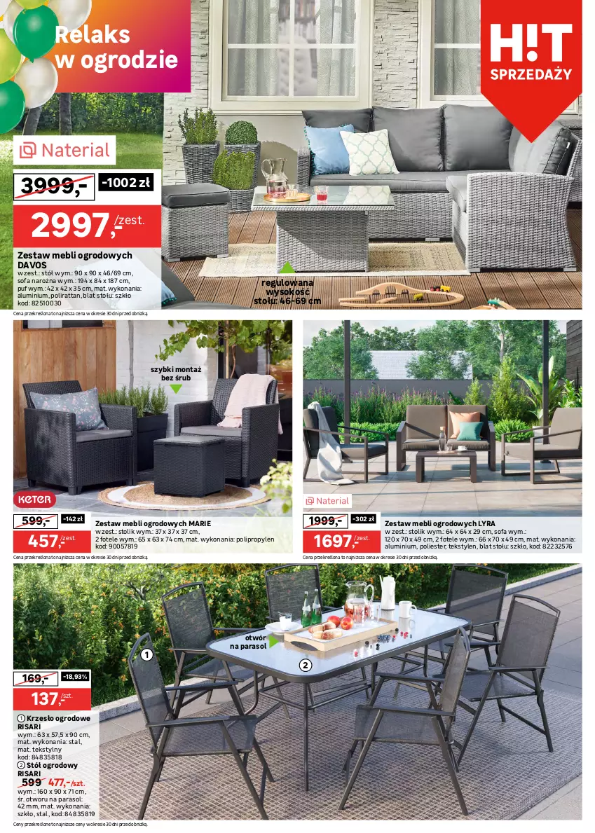 Gazetka promocyjna Leroy Merlin - Gazetka Leroy Merlin - ważna 14.05 do 03.06.2025 - strona 2 - produkty: Fa, Fotel, Huśtawka, Krzesło, Krzesło ogrodowe, Markiza, Parasol, Puf, Siedzisko, Sofa, Sofa narożna, Sok, Stół, Stolik