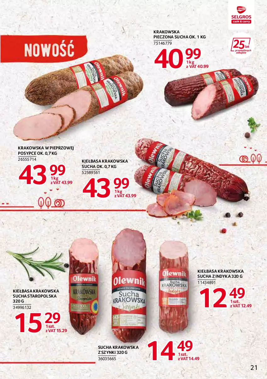 Gazetka promocyjna Selgros - Katalog Markowe Produkty - ważna 19.04 do 04.05.2022 - strona 21 - produkty: Kiełbasa, Kiełbasa krakowska, Piec, Pieprz