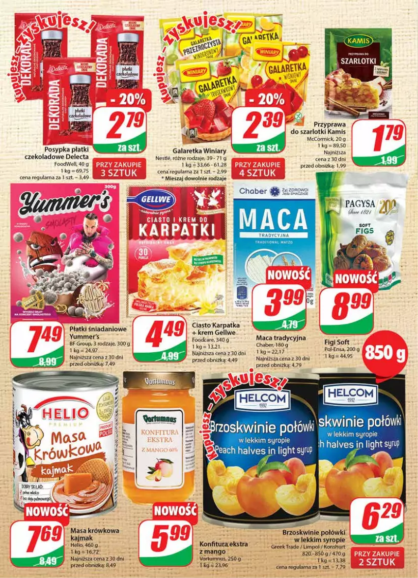 Gazetka promocyjna Dino - Gazetka 39 - ważna 27.09 do 03.10.2023 - strona 6 - produkty: Brzoskwinie, Danio, Delecta, Figi, Gala, Galaretka, HELCOM, Helio, Kamis, Karp, Konfitura, Mango, Masa krówkowa, Rum, Syrop, Winiary