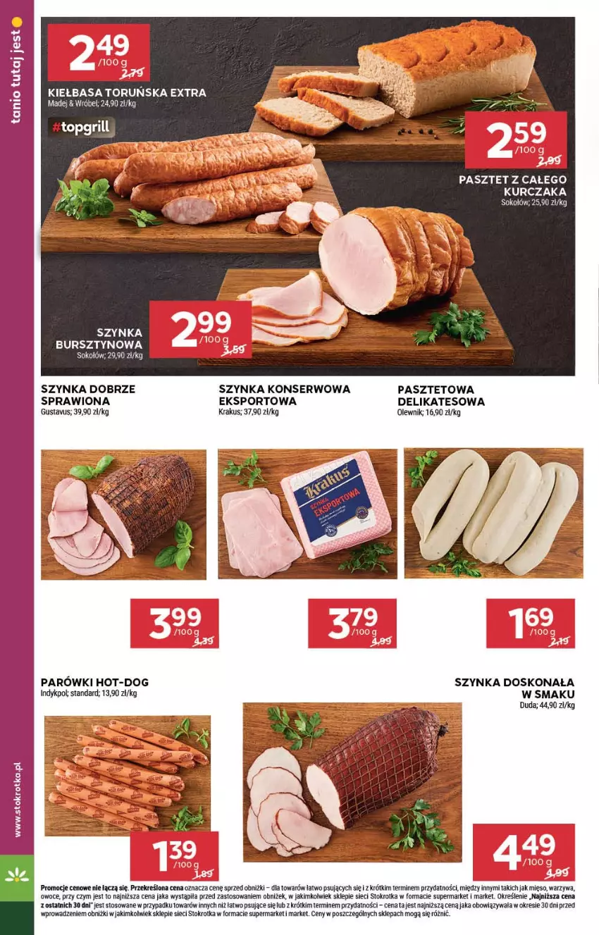 Gazetka promocyjna Stokrotka - Market - ważna 17.07 do 23.07.2025 - strona 8 - produkty: Bursztyn, Duda, Kiełbasa, Krakus, Kurczak, Mięso, Olewnik, Owoce, Parówki, Pasztet, Por, Ser, Sok, Sokołów, Sport, Szynka, Szynka konserwowa, Warzywa