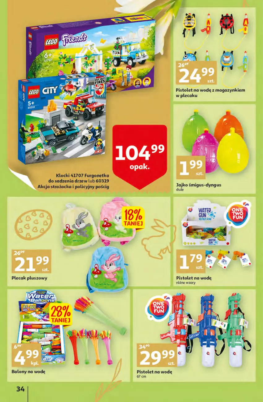 Gazetka promocyjna Auchan - przeNISKIE CENY przesmaczna Wielkanoc Hipermarkety - ważna 07.04 do 16.04.2022 - strona 34 - produkty: AEG, Balony, Klocki, Pistolet, Plecak, Urgo