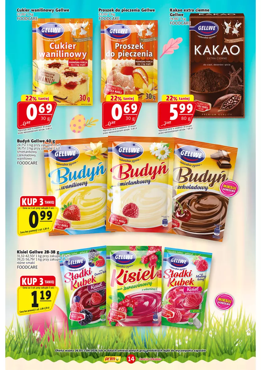 Gazetka promocyjna Prim Market - ważna 26.03 do 01.04.2026 - strona 14 - produkty: Budyń, Cukier, Cukier wanilinowy, Kakao, Kisiel, Piec, Wino