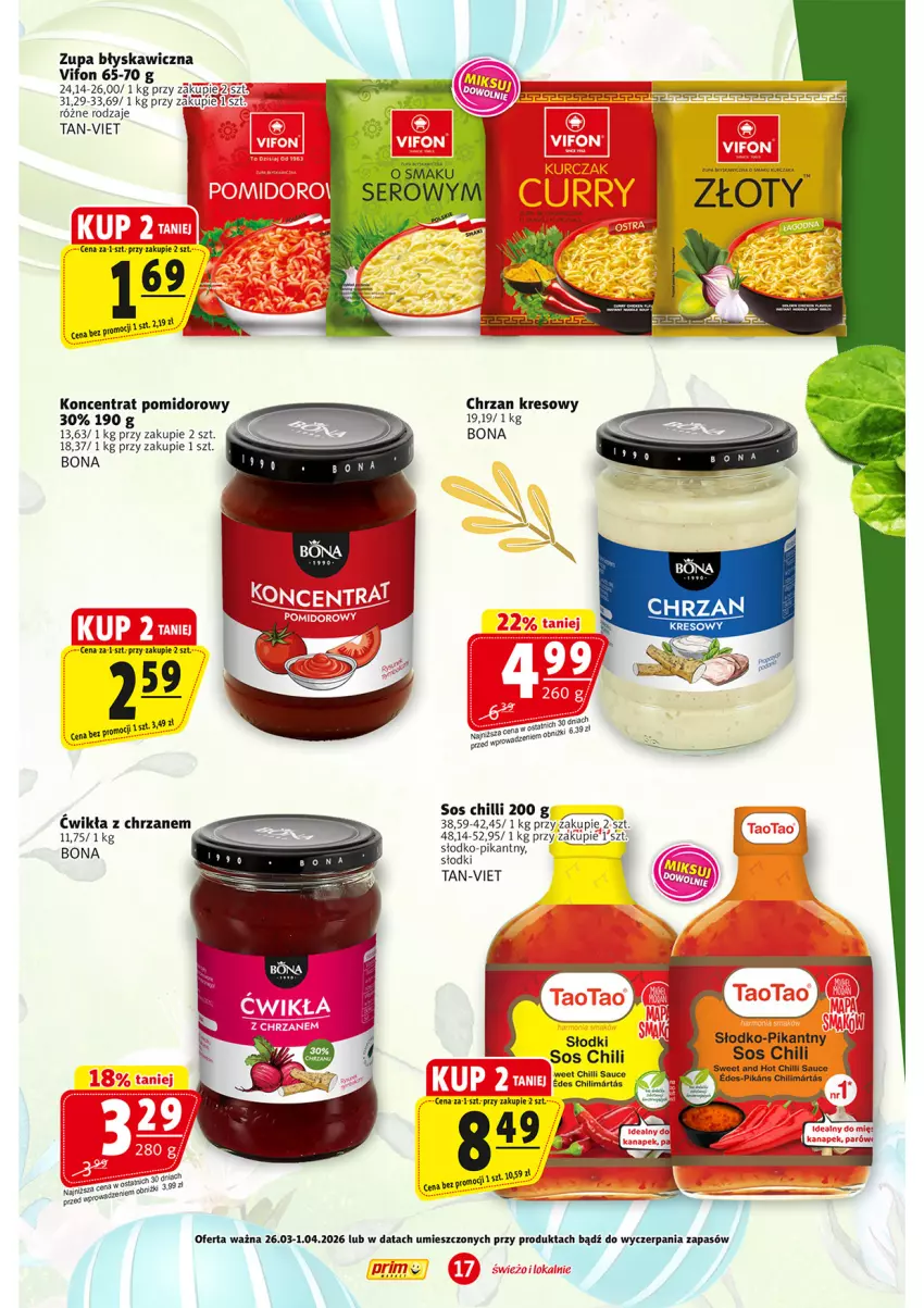 Gazetka promocyjna Prim Market - ważna 26.03 do 01.04.2026 - strona 17 - produkty: Chrzan, Koncentrat pomidorowy, Sos, Sos chilli, Zupa