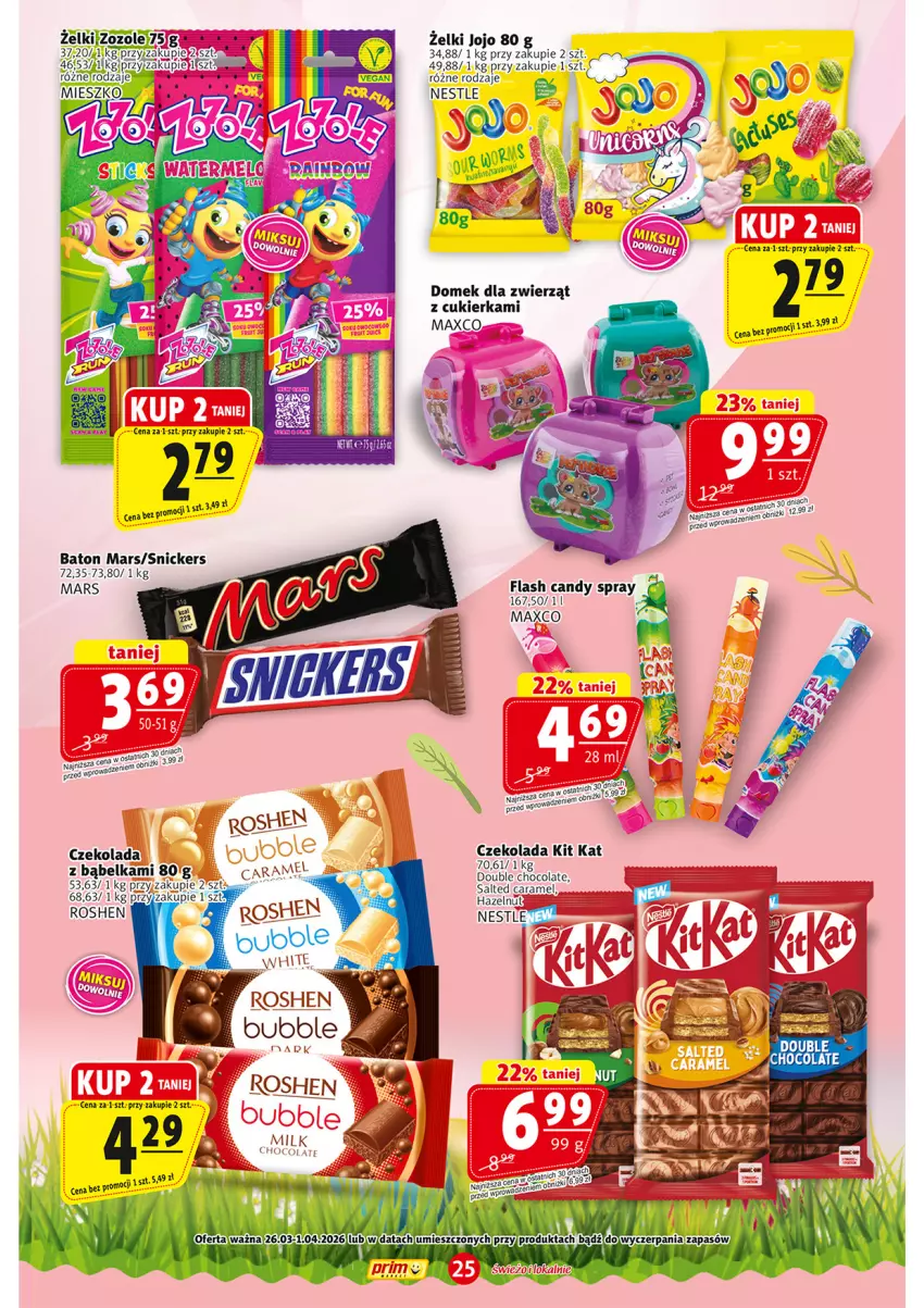 Gazetka promocyjna Prim Market - ważna 26.03 do 01.04.2026 - strona 25 - produkty: Baton, Candy, Cukier, Czekolada, Kit Kat, Mars, Snickers