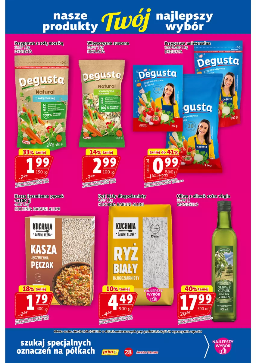 Gazetka promocyjna Prim Market - ważna 26.03 do 01.04.2026 - strona 28 - produkty: Babuni, Fa, Gin, Kasza, Kasza jęczmienna, Kuchnia, Oliwa, Ryż