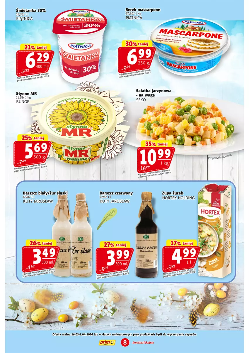 Gazetka promocyjna Prim Market - ważna 26.03 do 01.04.2026 - strona 8 - produkty: Hortex, Mascarpone, Piątnica, Sałat, Sałatka, SEKO, Ser, Serek, Zupa