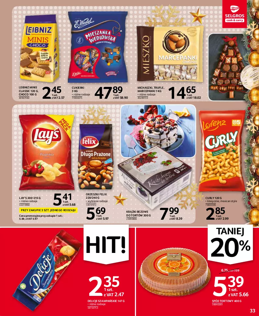 Gazetka promocyjna Selgros - Oferta spożywcza - ważna 02.12 do 15.12.2021 - strona 33 - produkty: Cukier, Cukierki, Delicje, Felix, Lay’s, Orzeszki