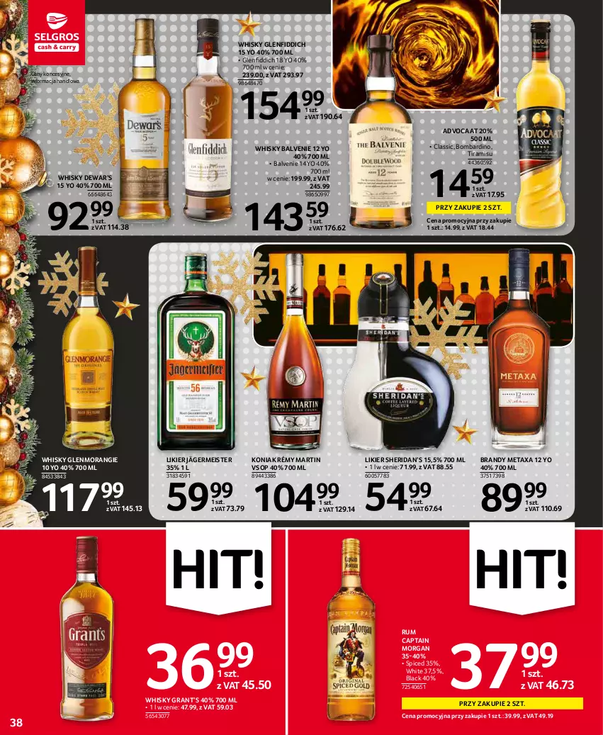 Gazetka promocyjna Selgros - Oferta spożywcza - ważna 02.12 do 15.12.2021 - strona 38 - produkty: Advocaat, Brandy, Captain Morgan, Gra, Lack, Likier, Metaxa, Rum, Whisky