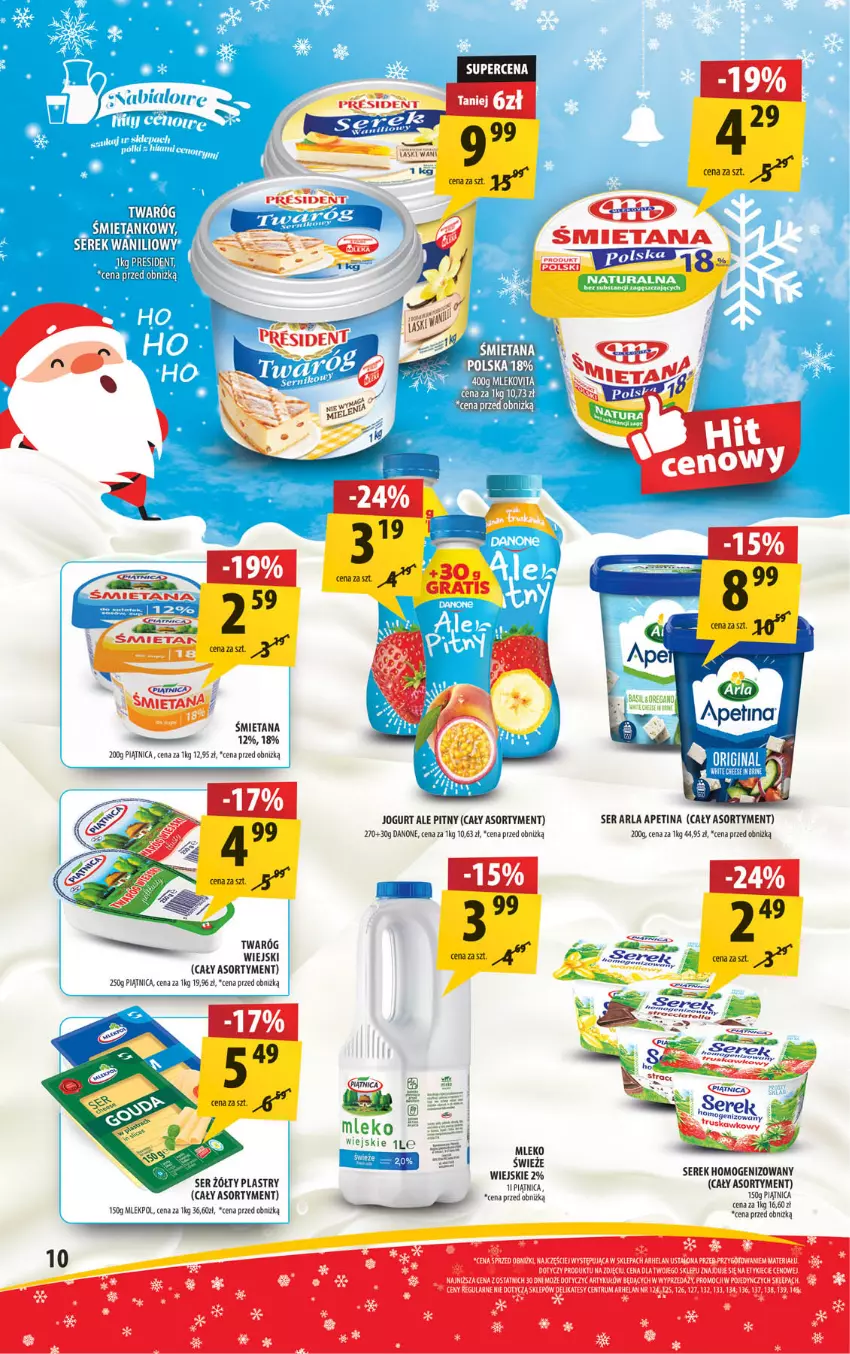 Gazetka promocyjna Arhelan - Gazetka - ważna 13.12 do 24.12.2024 - strona 10 - produkty: Danone, Jogurt, LG, Mleko, Piątnica, Ser, Serek, Serek homogenizowany, Twaróg