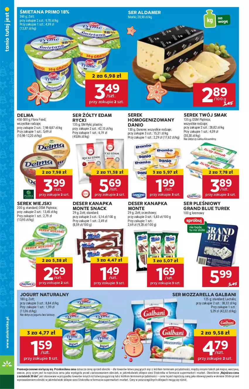 Gazetka promocyjna Stokrotka - Supermarket Opole/Radom - ważna 12.12 do 18.12.2024 - strona 14 - produkty: Danio, Delma, Deser, Edam, Galbani, Gra, HP, Jogurt, Jogurt naturalny, Monte, Mozzarella, Ser, Ser pleśniowy, Serek, Serek homogenizowany, Serek wiejski, Twój Smak