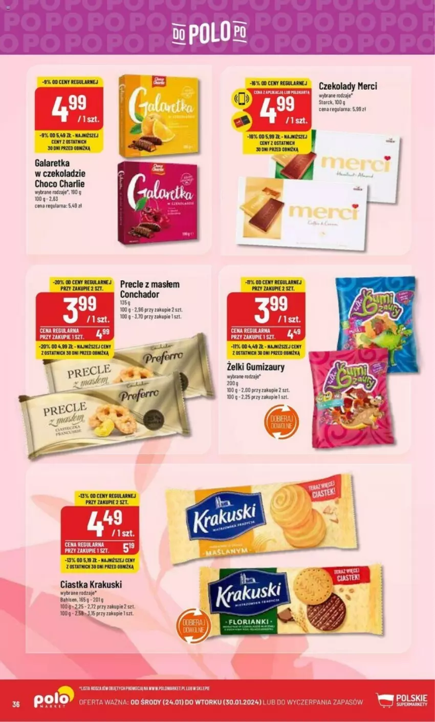 Gazetka promocyjna PoloMarket - ważna 24.01 do 30.01.2024 - strona 30 - produkty: Ciastka, Gala, Galaretka, Krakus, Krakuski, Merci, Precle