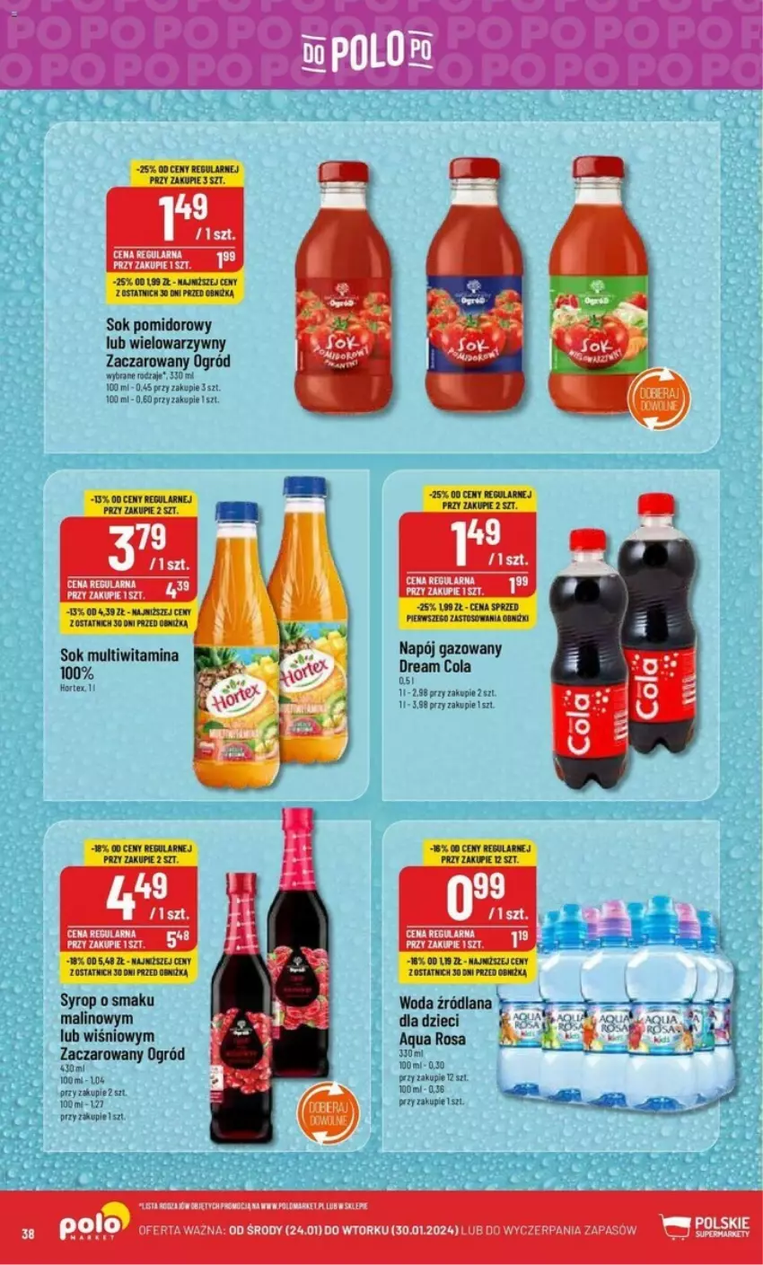 Gazetka promocyjna PoloMarket - ważna 24.01 do 30.01.2024 - strona 32 - produkty: Dzieci, Hortex, LANA, LG, Napój, Napój gazowany, Ogród, Sok, Sok pomidorowy, Woda