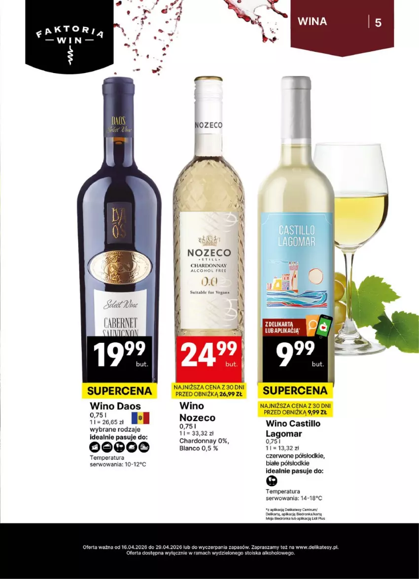 Gazetka promocyjna Delikatesy Centrum - Delibarek DC16-DC17 - ważna 16.04 do 29.04.2026 - strona 5 - produkty: Chardonnay, Rama, Rum, Ser, Wino