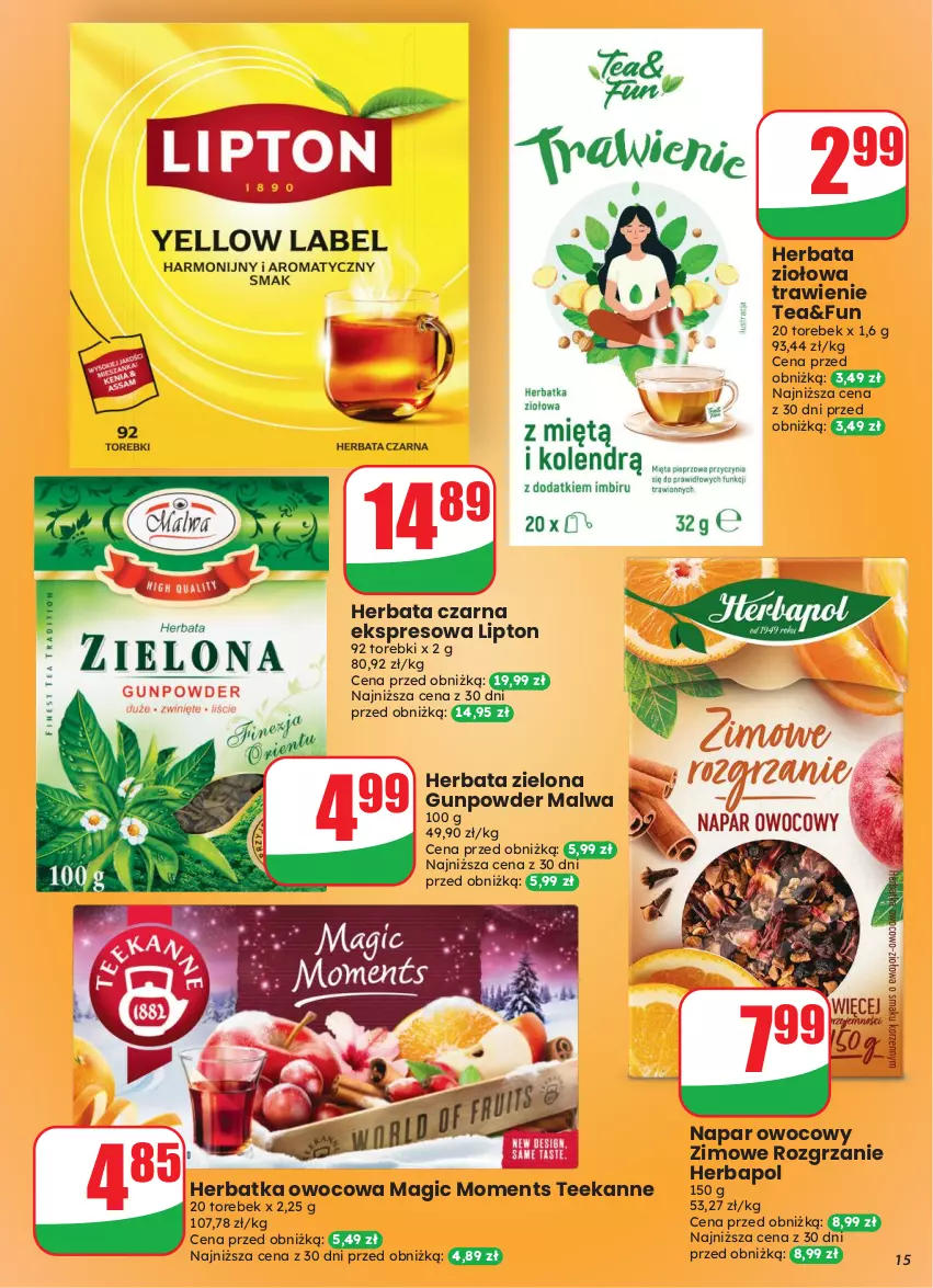 Gazetka promocyjna Dino - Gazetka 43 / 2026 - ważna 21.10 do 27.10.2026 - strona 15 - produkty: Herbapol, Herbata, Herbata czarna, Lipton, Moments, Teekanne
