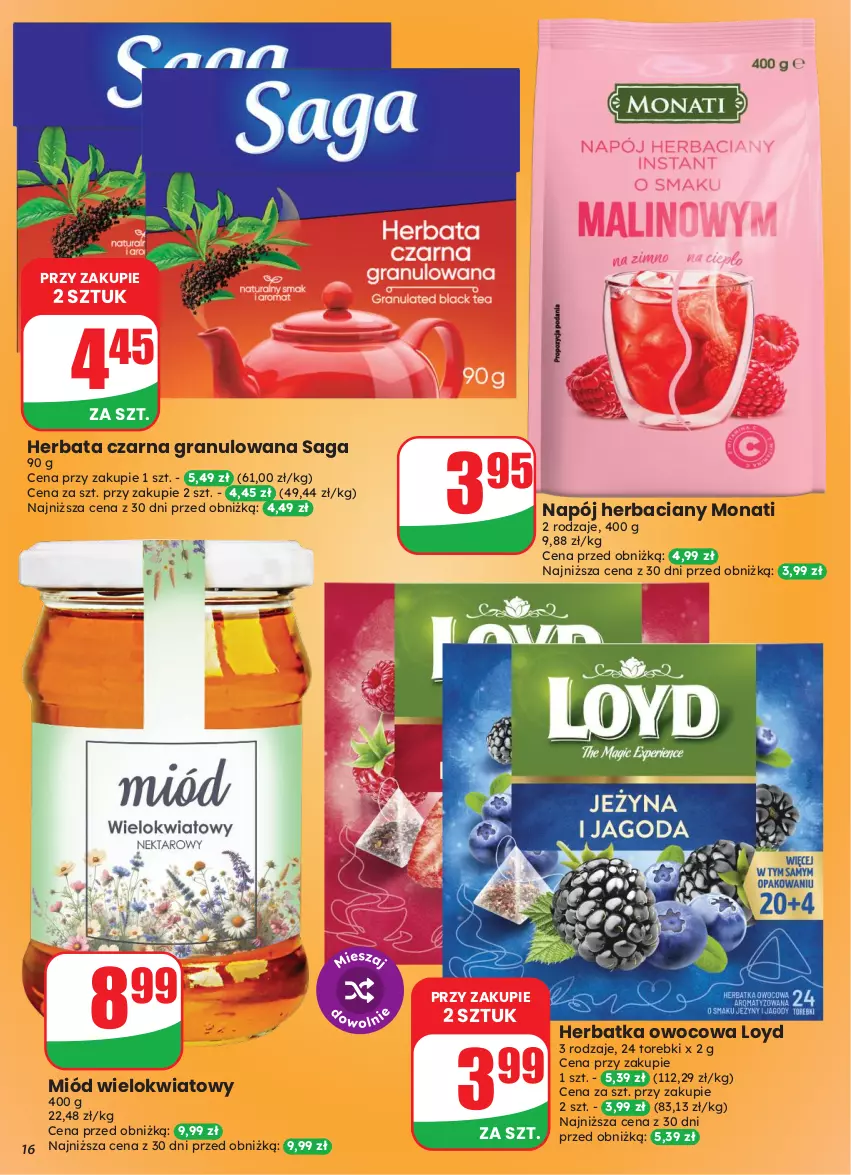 Gazetka promocyjna Dino - Gazetka 43 / 2026 - ważna 21.10 do 27.10.2026 - strona 16 - produkty: Gra, Herbata, Herbata czarna, Loyd, Miód, Napój, Saga