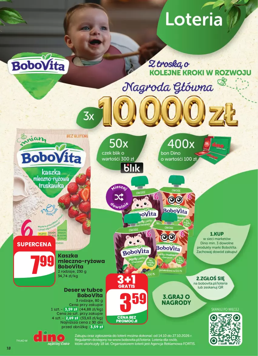 Gazetka promocyjna Dino - Gazetka 43 / 2026 - ważna 21.10 do 27.10.2026 - strona 18 - produkty: BoboVita, Deser, Gra, Ryż, Ser