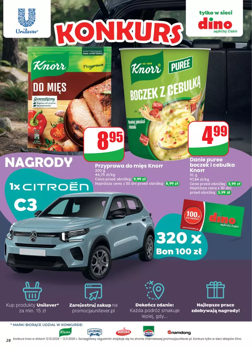 Gazetka promocyjna Dino - Gazetka 43 / 2026 - ważna 21.10 do 27.10.2026 - strona 28 - produkty: Boczek, Knorr, Pur