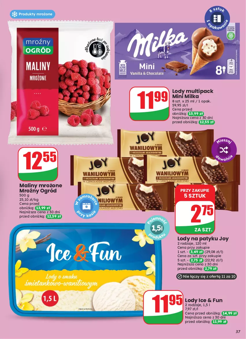 Gazetka promocyjna Dino - Gazetka 43 / 2026 - ważna 21.10 do 27.10.2026 - strona 37 - produkty: Lody, Maliny, Milka, Ogród