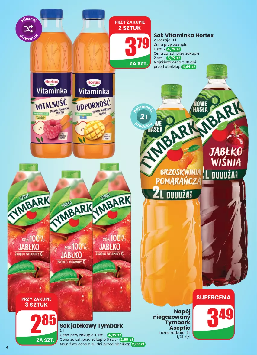Gazetka promocyjna Dino - Gazetka 43 / 2026 - ważna 21.10 do 27.10.2026 - strona 4 - produkty: Hortex, Inka, Napój, Napój niegazowany, Sok, Sok jabłkowy, Tymbark