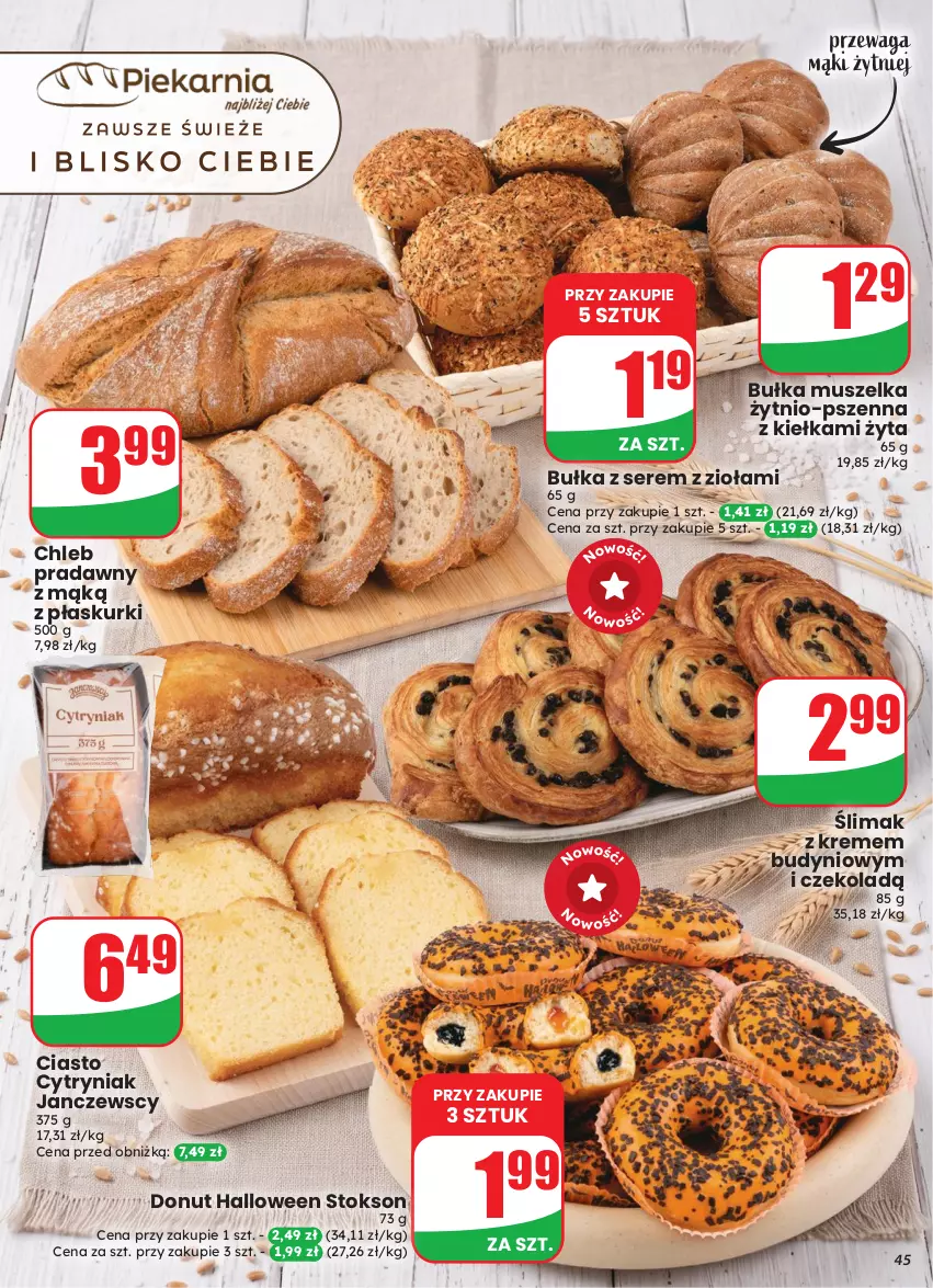 Gazetka promocyjna Dino - Gazetka 43 / 2026 - ważna 21.10 do 27.10.2026 - strona 45 - produkty: Bułka, Chleb, Donut, Mus, Ser, Waga