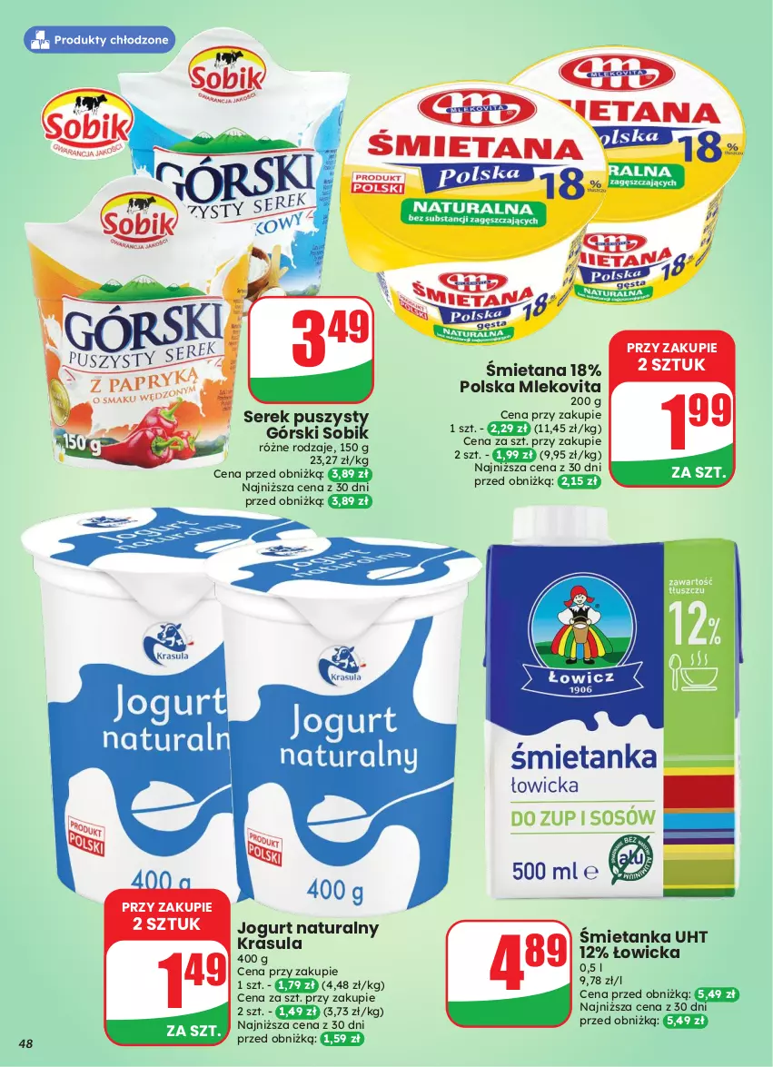 Gazetka promocyjna Dino - Gazetka 43 / 2026 - ważna 21.10 do 27.10.2026 - strona 48 - produkty: Jogurt, Jogurt naturalny, Mleko, Mlekovita, Ser, Serek, Serek puszysty