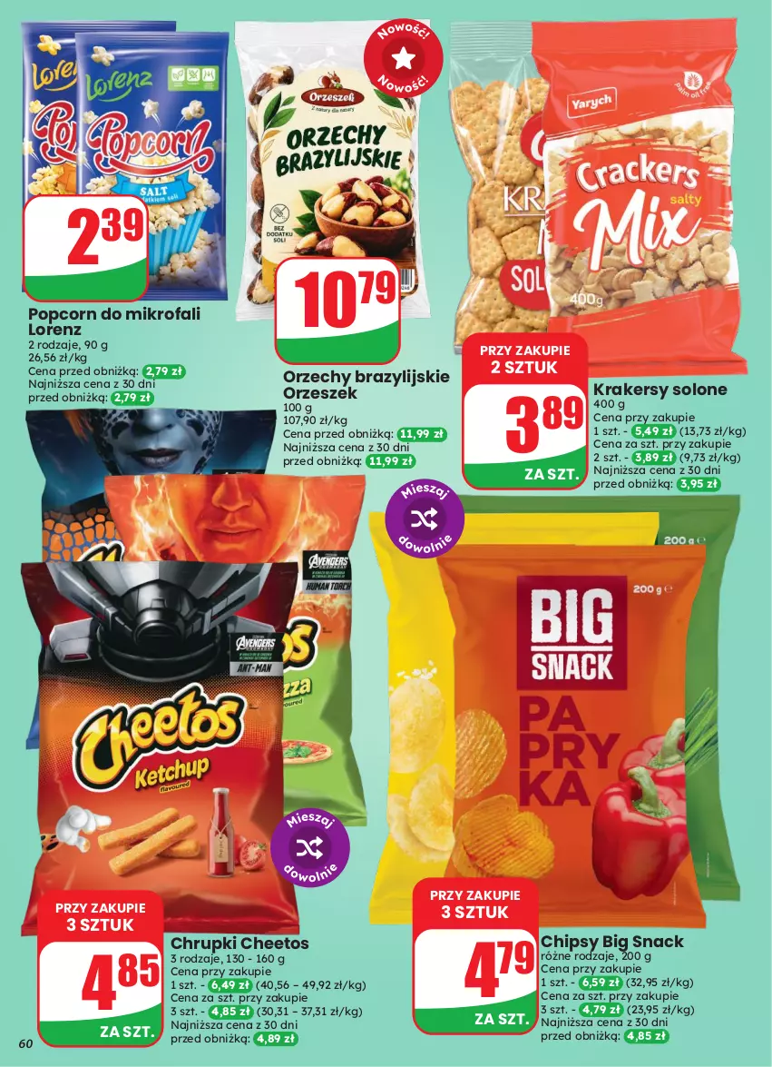 Gazetka promocyjna Dino - Gazetka 43 / 2026 - ważna 21.10 do 27.10.2026 - strona 60 - produkty: Cheetos, Chipsy, Chrupki, Fa, Krakersy, Lorenz, Popcorn