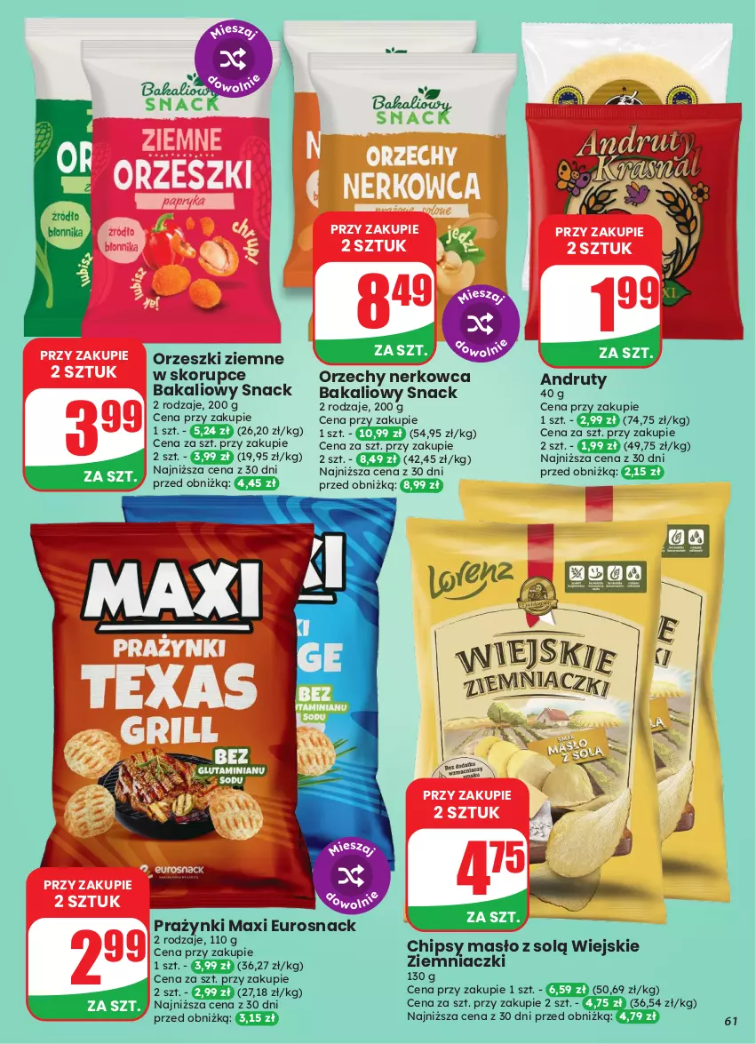 Gazetka promocyjna Dino - Gazetka 43 / 2026 - ważna 21.10 do 27.10.2026 - strona 61 - produkty: Chipsy, Masło, Orzeszki, Orzeszki ziemne