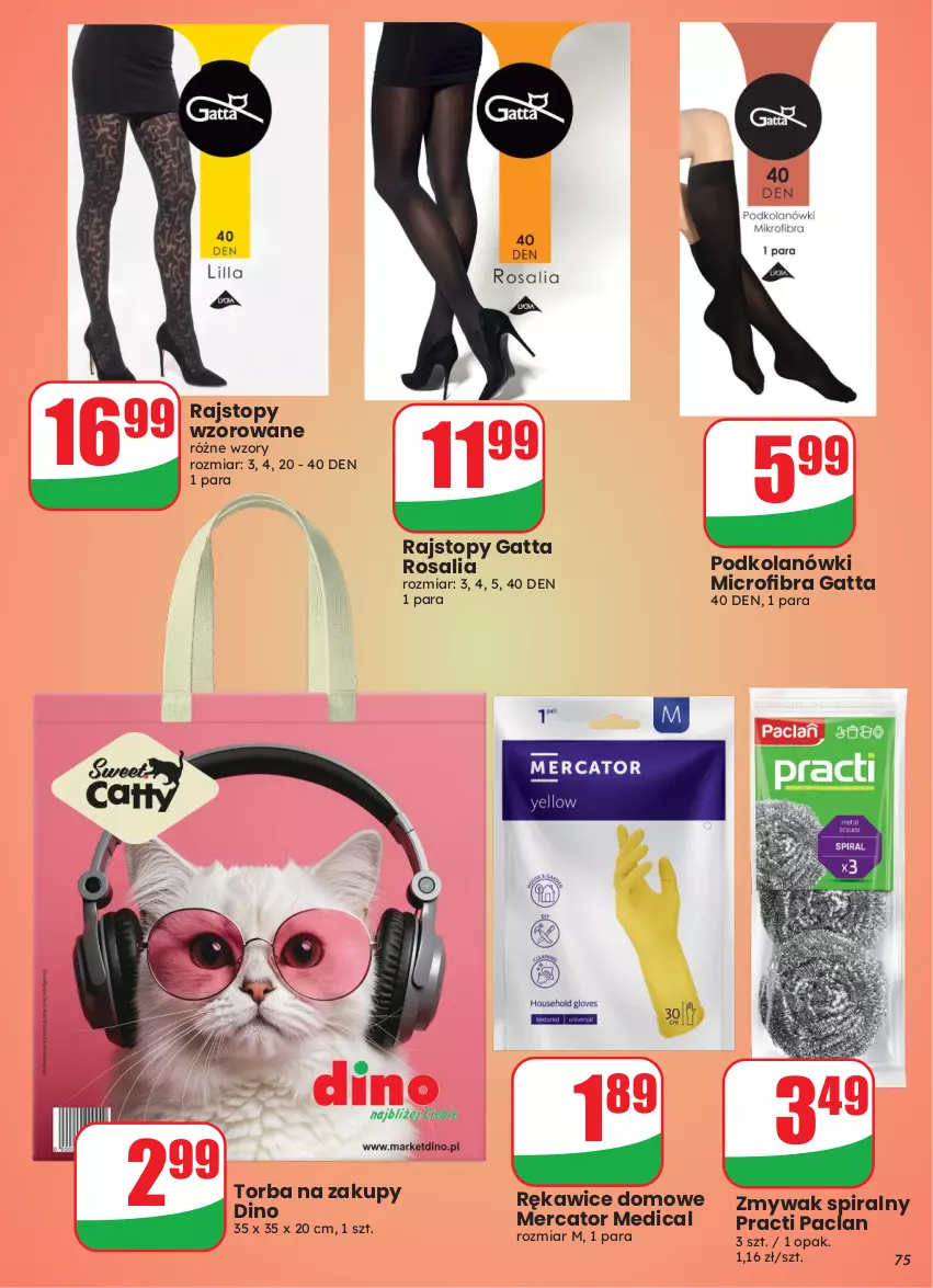 Gazetka promocyjna Dino - Gazetka 43 / 2026 - ważna 21.10 do 27.10.2026 - strona 75 - produkty: Gatta, Rajstopy, Rękawice, Top, Torba, Torba na zakupy