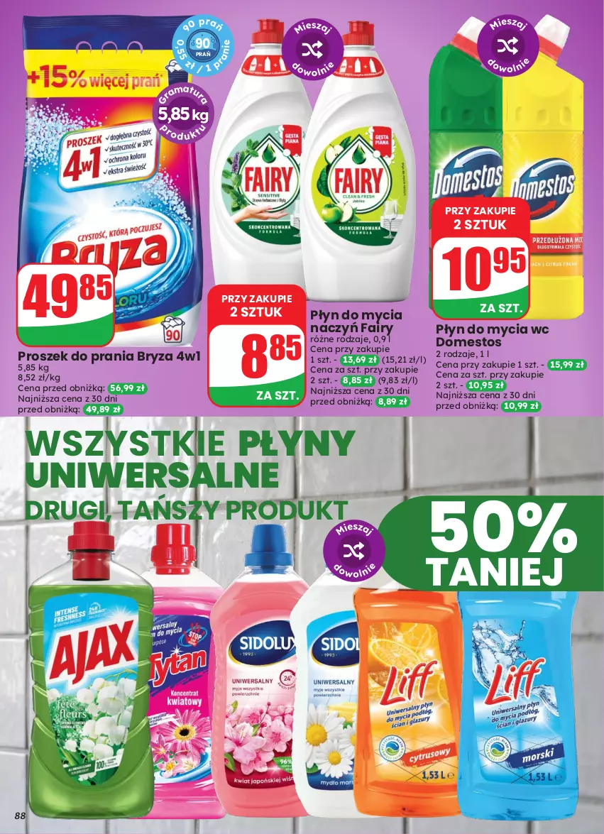 Gazetka promocyjna Dino - Gazetka 43 / 2026 - ważna 21.10 do 27.10.2026 - strona 88 - produkty: Bryza, Do mycia naczyń, Domestos, Fa, Fairy, Płyn do mycia, Płyn do mycia naczyń, Proszek do prania