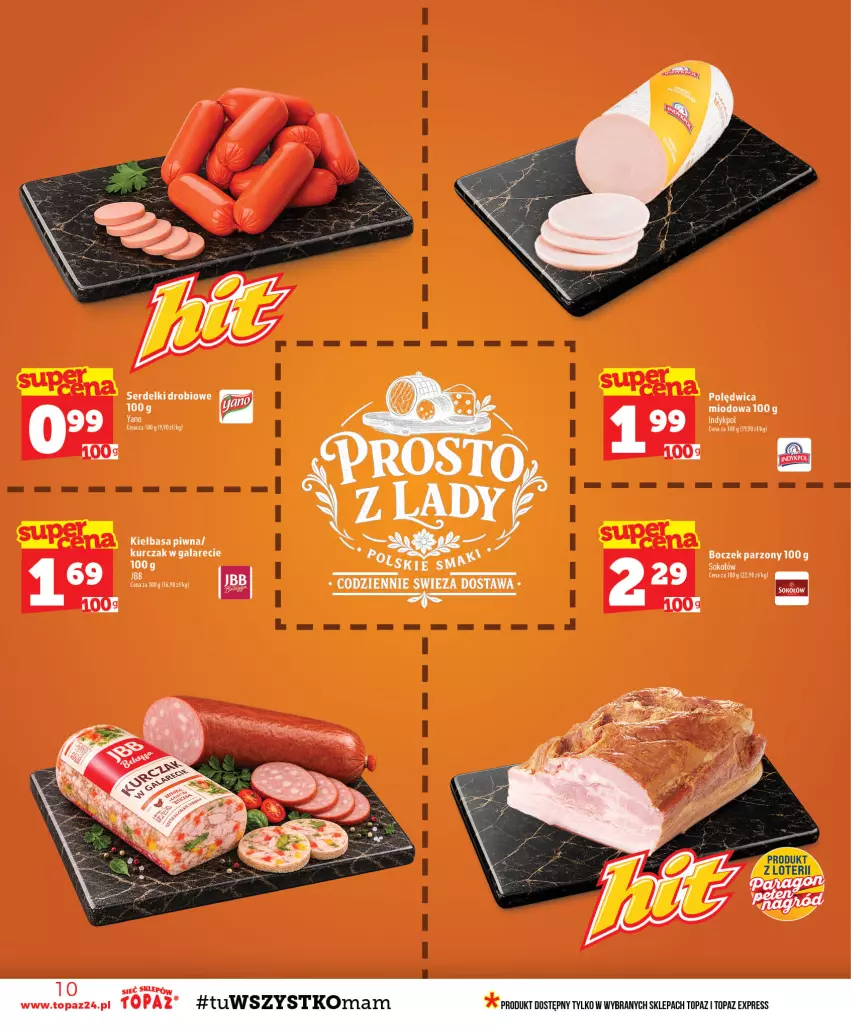 Gazetka promocyjna Topaz - Gazetka - ważna 01.10 do 07.10.2026 - strona 10 - produkty: Gala, Kurczak, Polędwica, Ser, Serdelki, Top