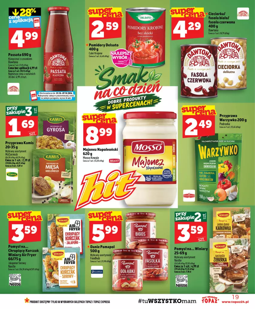 Gazetka promocyjna Topaz - Gazetka - ważna 01.10 do 07.10.2026 - strona 19 - produkty: Fa, Gyros, Majonez, Oleo, Pomidory, Pomidory krojone, Top