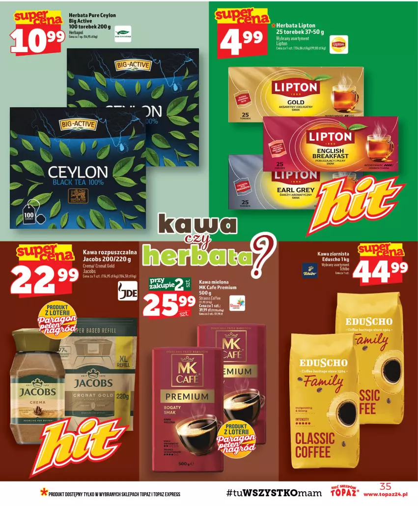 Gazetka promocyjna Topaz - Gazetka - ważna 01.10 do 07.10.2026 - strona 35 - produkty: Herbapol, Herbata, Jacobs, Kawa, Kawa mielona, Lack, Lipton, Pur, Top